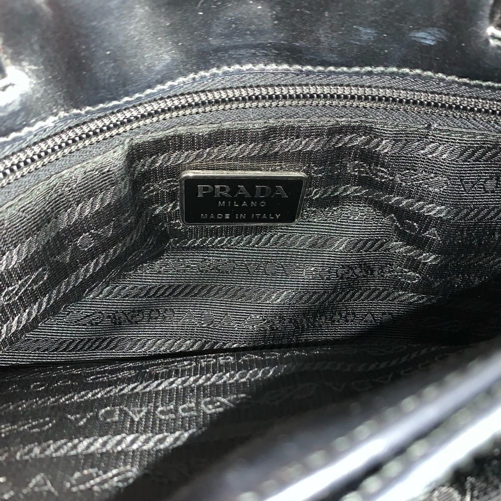 Authentic Prada Knit Leather Trim Satchel Black - Picture 12 of 15